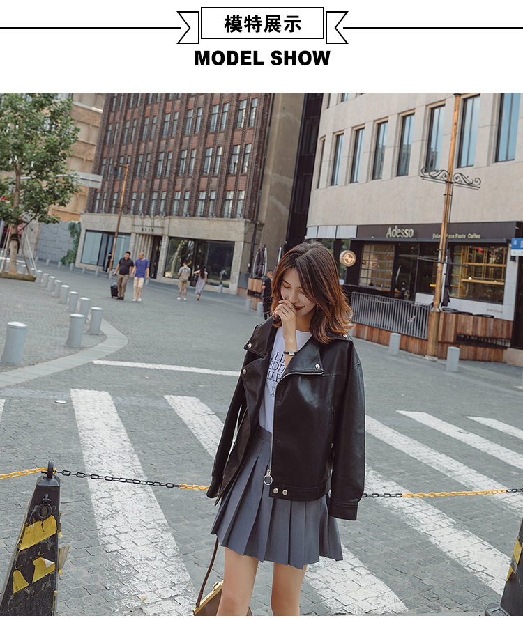 Áo khoác nữ bằng da Ulzzang 2018 xuân hè thu sóng mới Phiên bản Hàn Quốc của áo khoác da pu lỏng bf nữ ngắn học sinh áo da bò