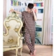 Bộ đồ ngủ bằng lụa cotton trung niên thanh niên mùa hè mỏng nam dài tay