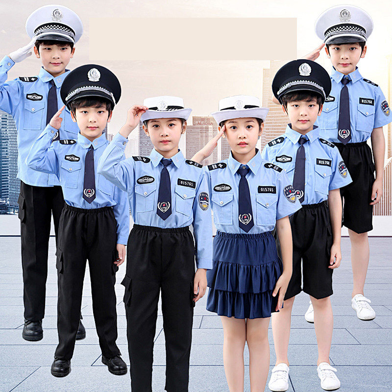 Children's police uniforms police uniforms police suits police equipment traffic police full set of role-playing military uniforms performance clothing boys