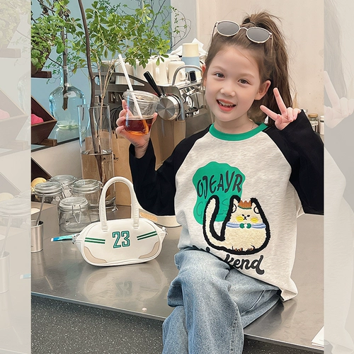 Детская футболка, приятный телу осенний лонгслив, подходит для подростков, с вышивкой