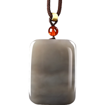 Jinghe Natural Hetian Jade Ping An Wu Shi brand pendant for men and women Xinjiang Jade smoke purple jade pendant necklace