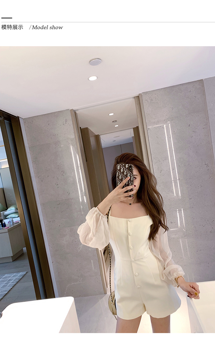 VK旗艦店 韓系露肩吊帶收腰修身連身褲套裝長袖褲裝