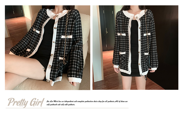 VK旗艦店 韓國風小香風格紋氣質單品外套