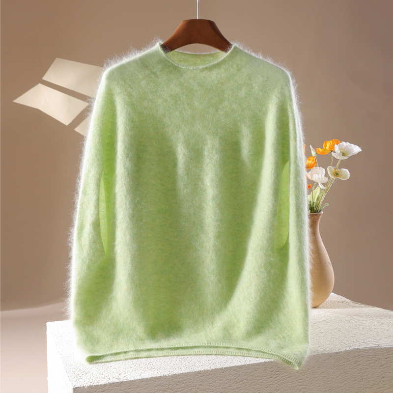 Z.M.R High-End Old Money Style Sleeveless Knitted Cardigan with Silk Cashmere Wool, Brushed Edges, Half-Turtleneck, Oversized Top