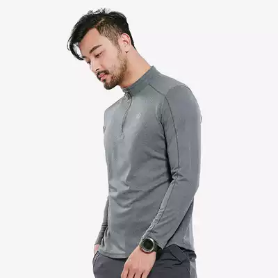 Fun outdoor quick-drying T-shirt men's thin breathable quick-drying clothes long sleeve stand collar elastic sunscreen fitness sports shirt