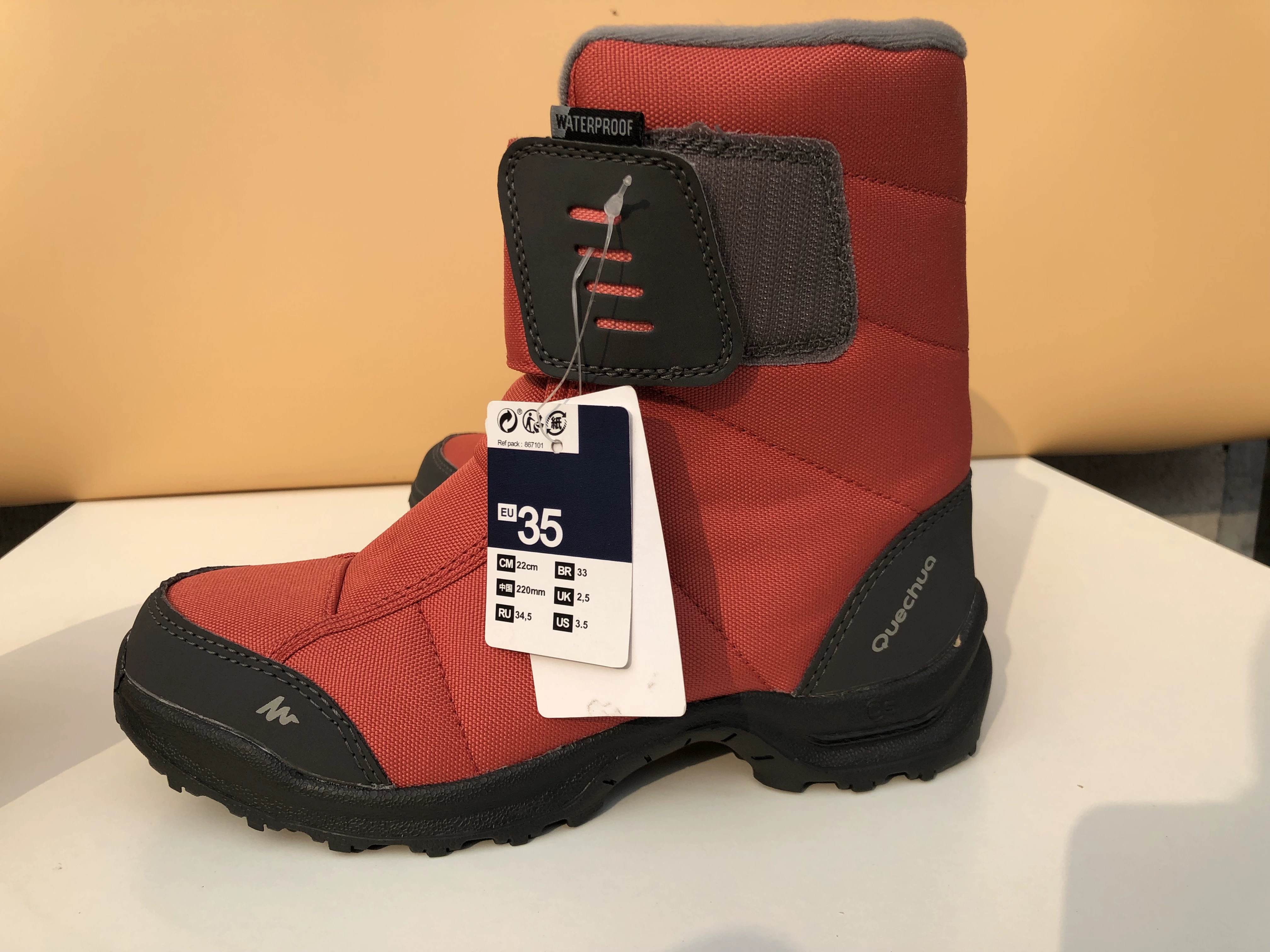Decathlon giày tuyết trẻ em giày bốt trẻ em gái khởi động mùa đông bé trai dày chống thấm nước không trơn trượt giày bốt trẻ em giày tuyết bông QUJR - Kính khung