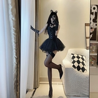 Черный комплект, ободок, черные перчатки, полный комплект