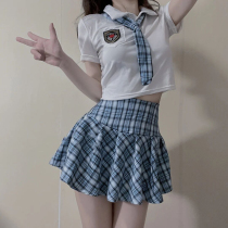 Japanese pure student JK uniform set campus style sweet plaid pleated skirt sexy nightclub anchor suit cos