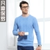 Fandi Paul áo len cashmere nam cổ tròn tinh khiết cashmere dày áo len ấm áp áo len nam trung niên cha - Áo len Cashmere