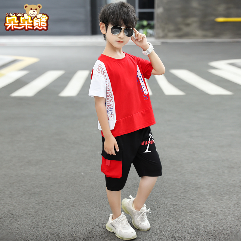 Chàng trai tay áo ngắn 2020 trẻ em mới vừa quần áo và trẻ em lớn của bộ trẻ em hai mảnh bộ Hàn Quốc phiên bản của thủy triều mùa hè thường.