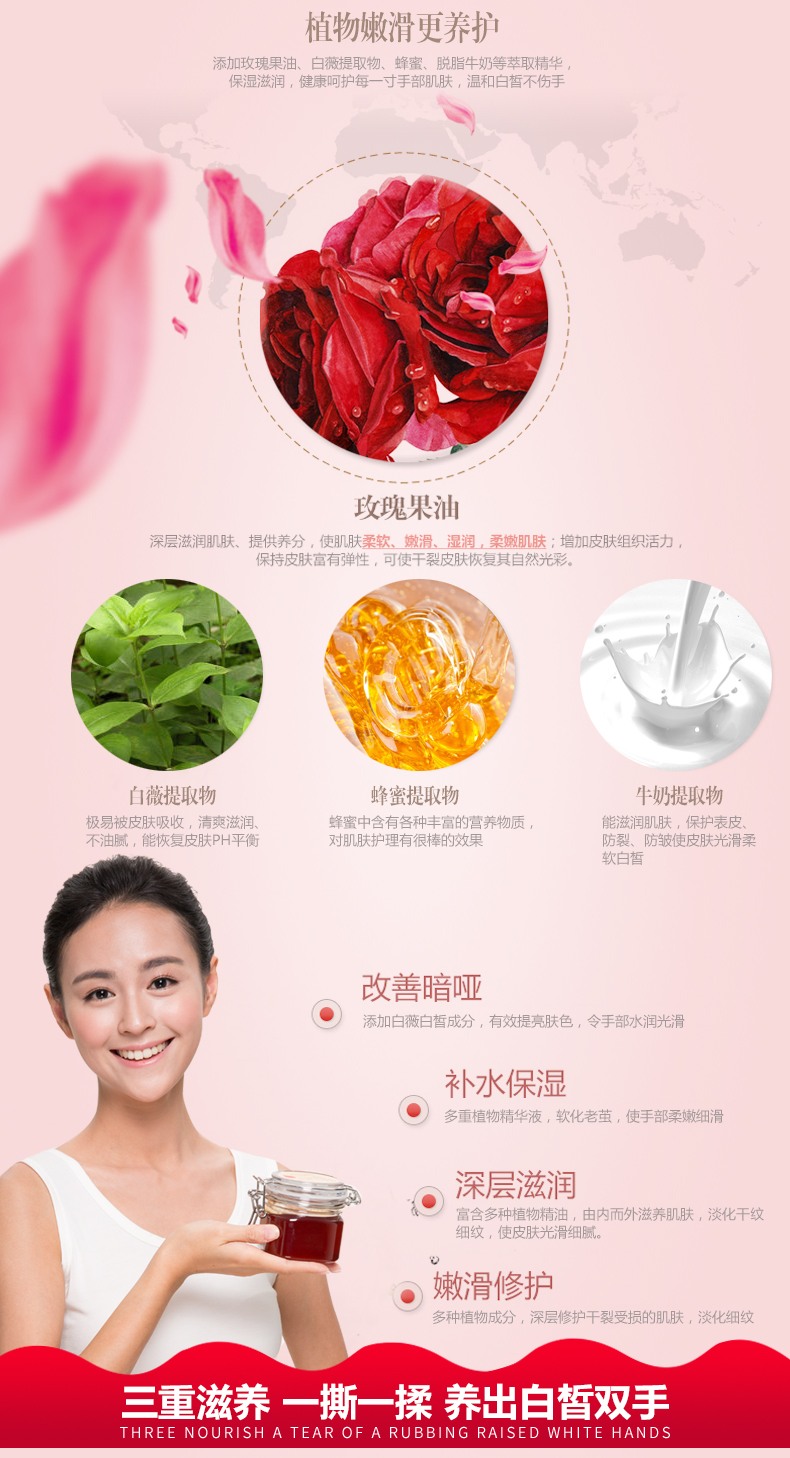 Mặt nạ mật ong De Deweifu dưỡng ẩm làm trắng da tay tẩy tế bào chết da chết dưỡng ẩm tay nữ sáp chân chăm sóc và bảo trì dưỡng ẩm tay