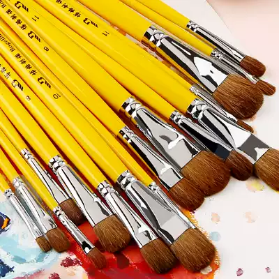 Yellow Rod Wolf black watercolor pen 6 round head color paint pen art test raw oil brush professional acrylic painting brush adult beginner pen Art special gouache pen