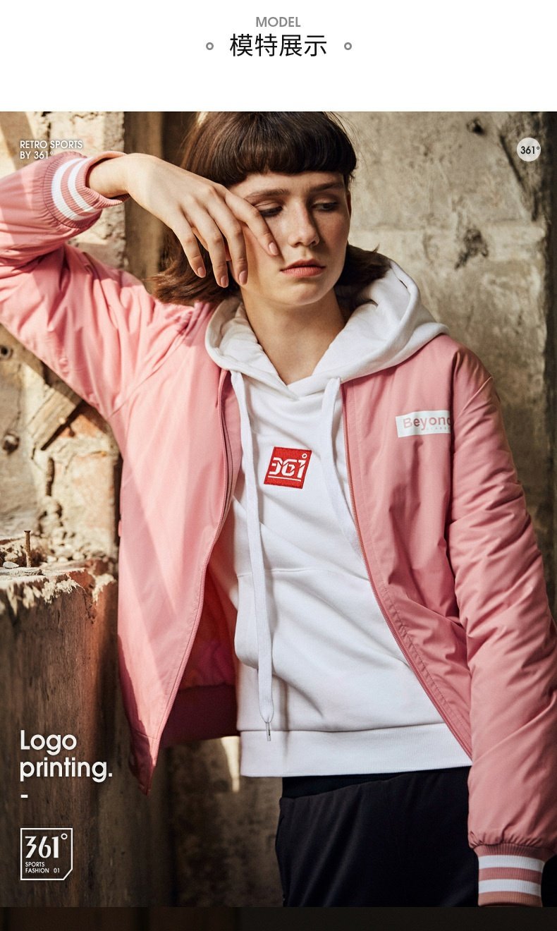 361 độ cotton quần áo nữ 2019 mùa đông áo khoác cotton mới ấm 361 mùa đông màu hồng đứng cổ áo thể thao - Quần áo độn bông thể thao áo lông vũ nam