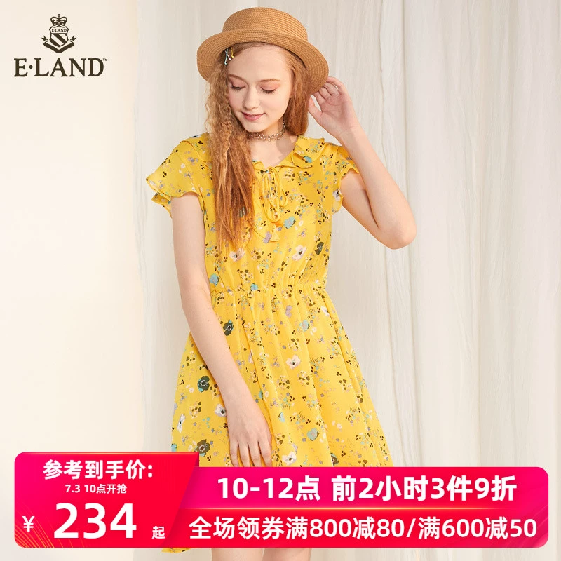 ELAND mùa hè phong cách ren hoa sen eo eo váy cổ tích nữ EEOW82602M - Sản phẩm HOT