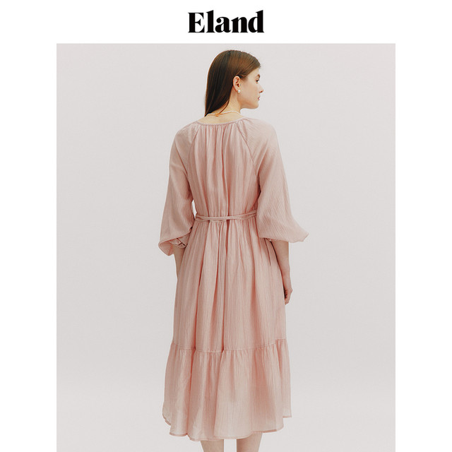 Eland dress women's puff sleeve ruffle skirt skirt 2024 summer ສິນຄ້າໃຫມ່