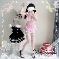 Japanese soft girl soft cute bow Lolita girl cute underwear ruffled cat girl uniform private room suit