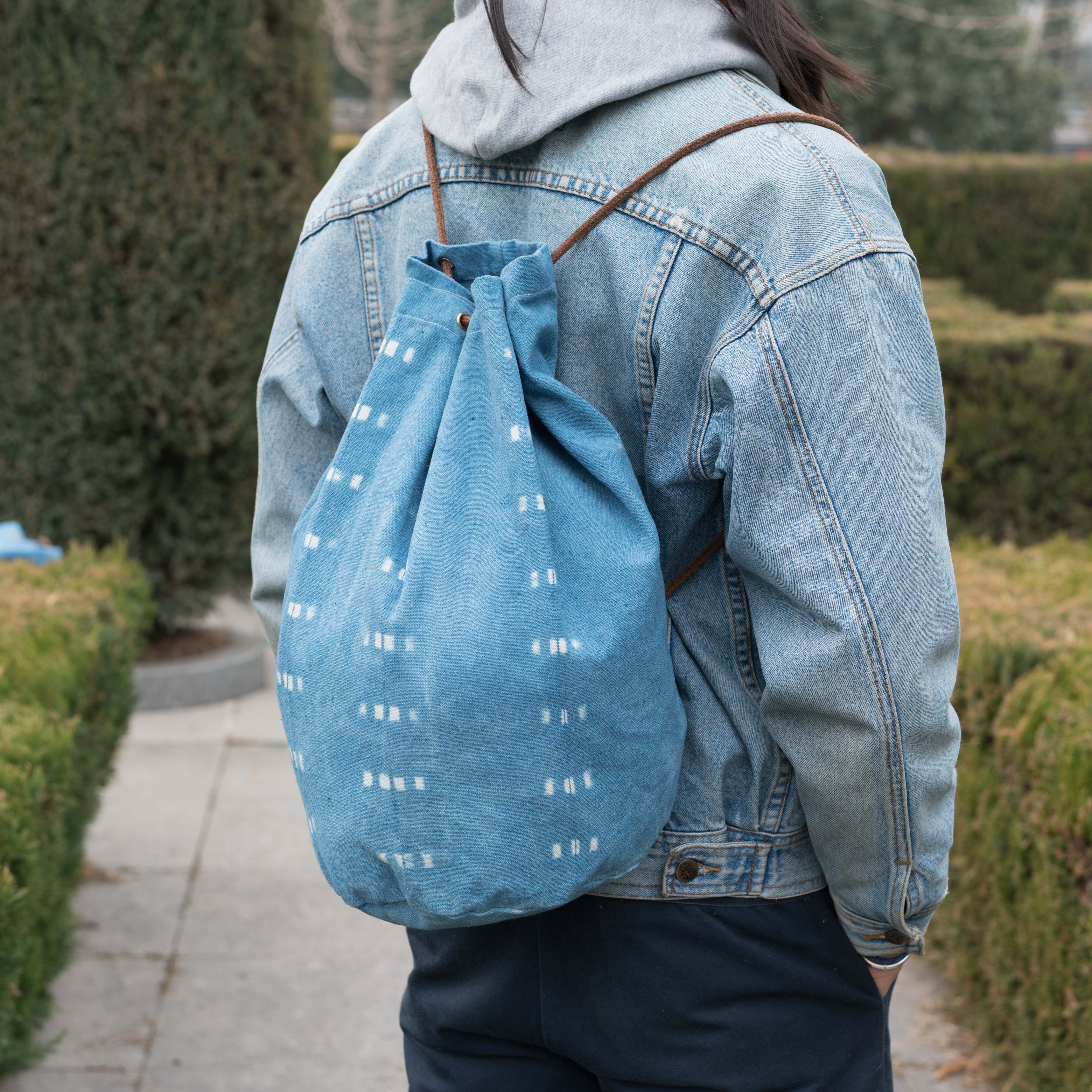Makedodo Indigo Dyed Backpack Handmade Blue Dyed Backpack
