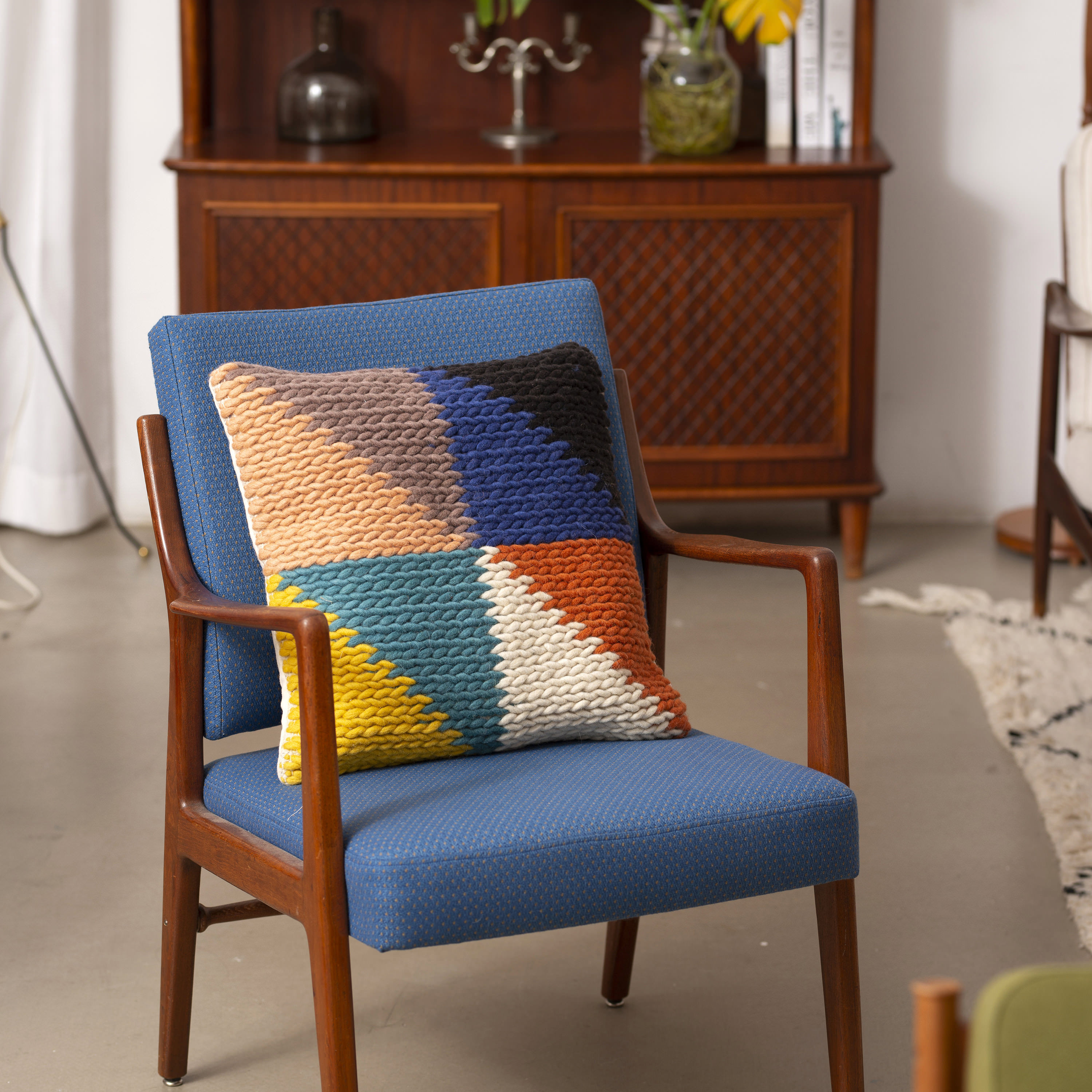 PentFair India imported handmade wool cushion Bohemian national color geometric wool thread weaving