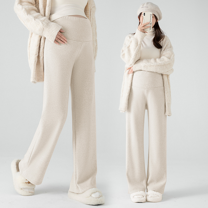 Maternity pants, winter outerwear, fleece warm casual pants