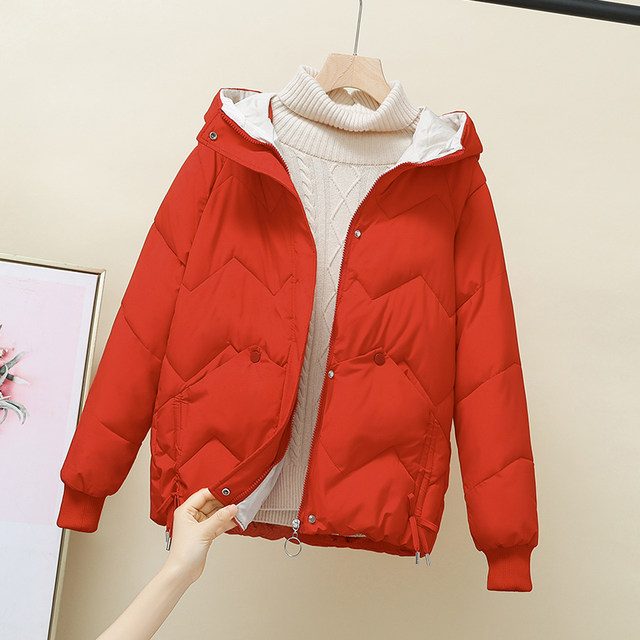 Down cotton jacket for women Hong Kong style loose cotton jacket 2023 new winter Korean style thickened ins short cotton jacket