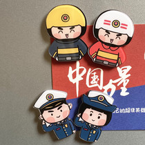 Blue Friends fire Series refrigerator stickers cartoon message board stickers decorative tiles