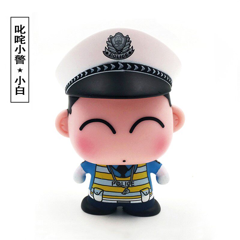 Police paparazzi car model small police swing piece Little Xin Comics The Nacha Police Station Traffic Police Cartoon Gifts Little White