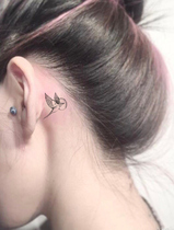 Xinsu orange tattoo cant wash the tattoo sticker waterproof female swallow lasting behind the ear Korean simulation small pattern