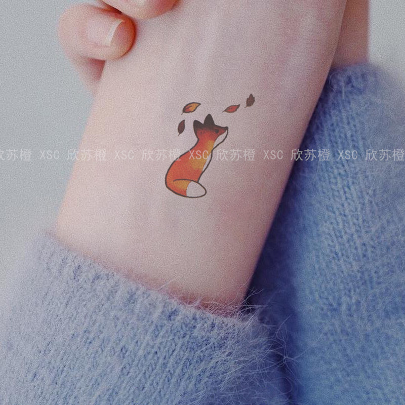 Hinsu Orange Tattoto's no-drop tattooed patch waterproof female persistent little fresh and cute fox girl's heart