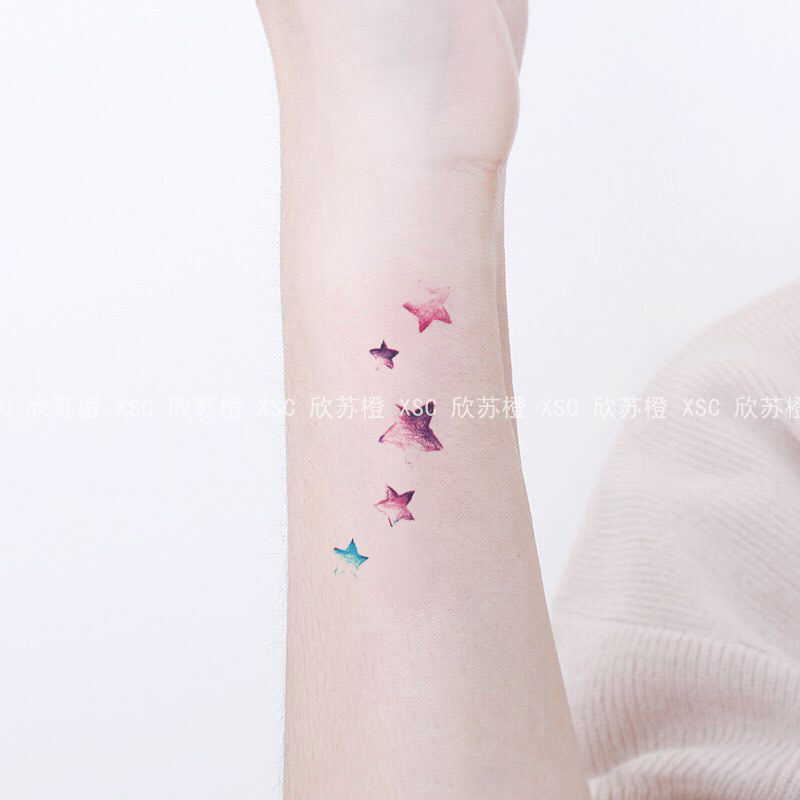 HinsuOrange Elegant Wind Tattoo with Elegant Wind Tattoo Colored Stars Cute Waterproof Female Little Fresh Persistent Wear stickers