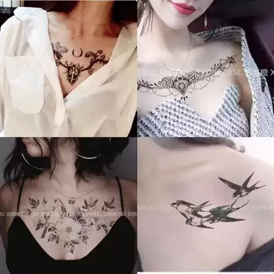 Clavicle chest tattoo stickers waterproof men and women long ins sexy temptation chest flower chest big pattern sticker