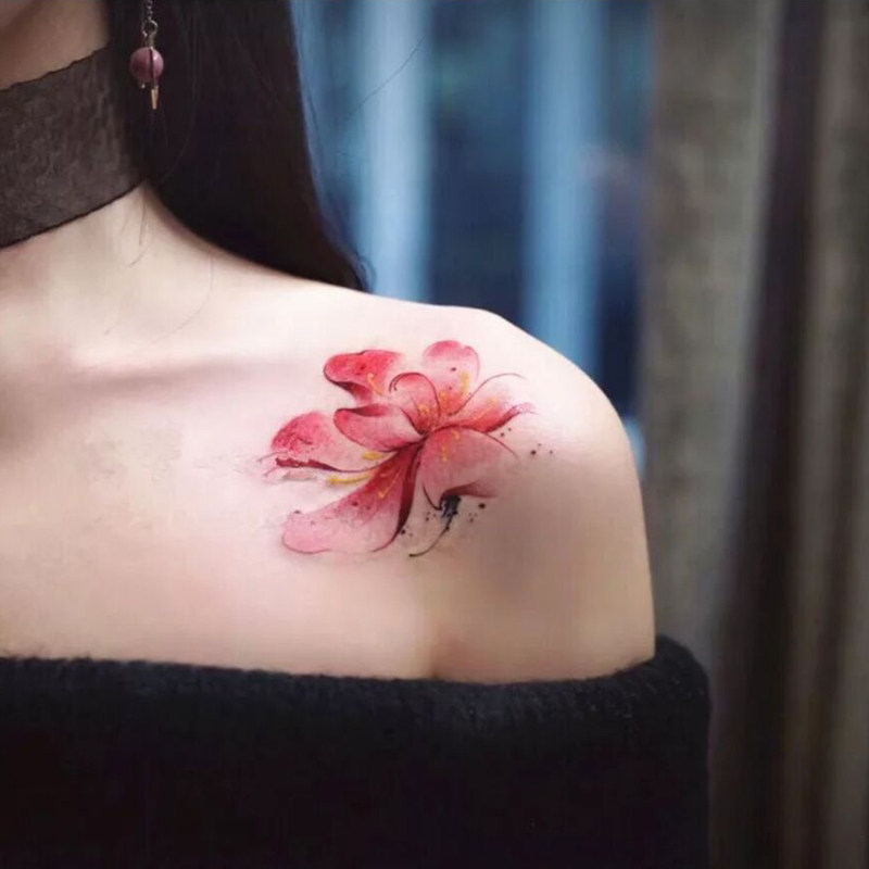 Xin Su orange other shore pattern body paste semi permanent female flower waterproof web celebrity tattoo collarbone INS wind sexy stickers
