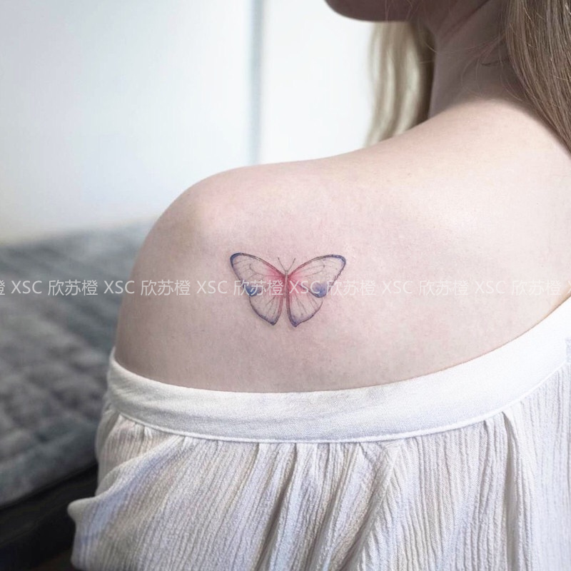 Hinsu Orange Tattoo Butterfly Lock Bone Waterproof Tattoo Sticker Small Pattern Woman Lasting Back Sexy Little Fresh Stickers