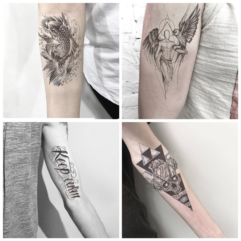 Flower arm tattoo stickers Men's tide arm waterproof Japanese long-lasting carp dark simulation personality totem chest tattoo stickers