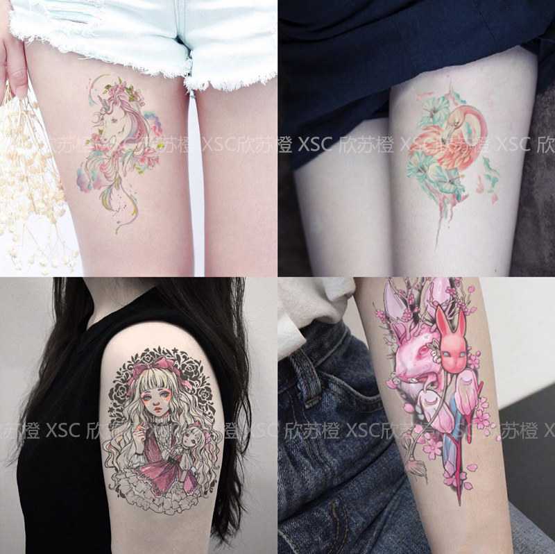 Flower arm tattoo sticker waterproof girl long-lasting scar Korean calf simulation sexy thigh color half arm big pattern