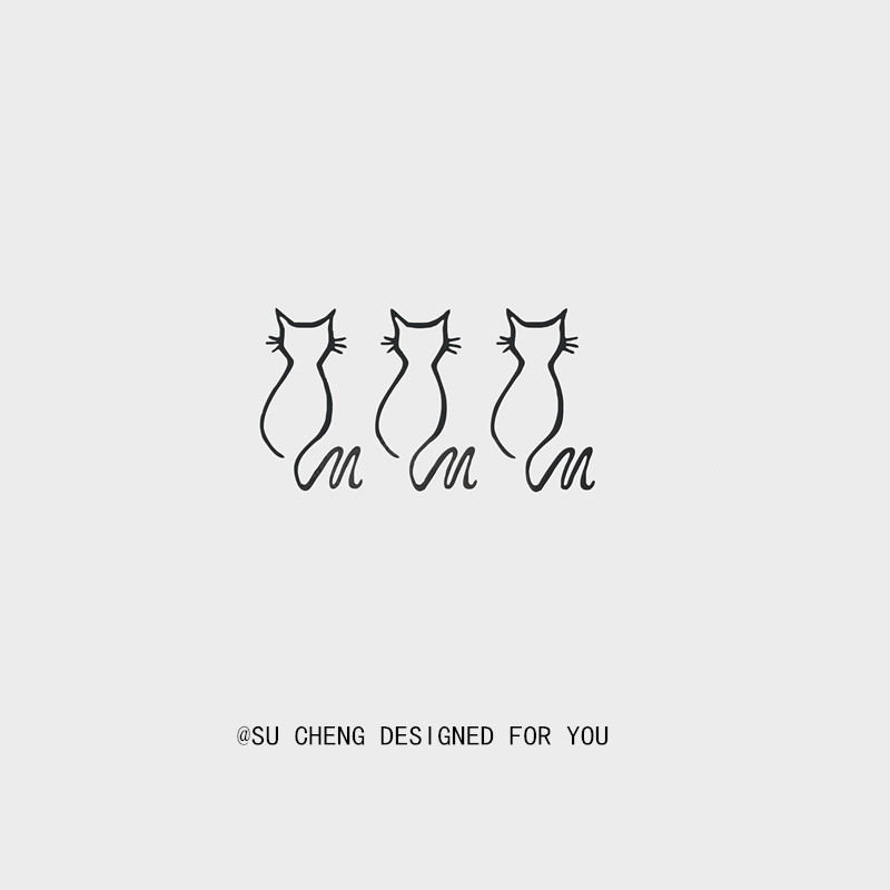 Suorange] tattoo sticker waterproof male and female persistent black white cat minimalist South Korean cute creative little fresh emulated ankle-Taobao