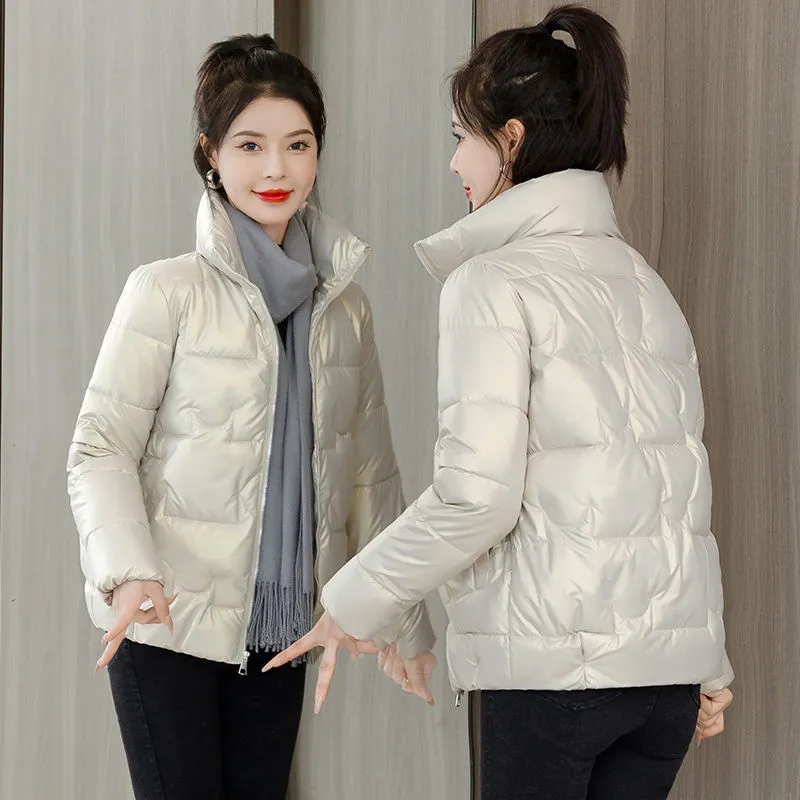 Off-Season Sale 2026 New Women's Lightweight down Cotton Jacket with Stand Collar, Korean Style Loose Fit, Trendy Autumn and Winter Coat