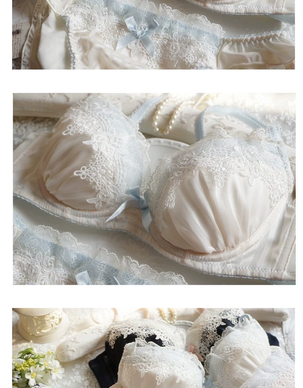 Mới Nhật Bản thoải mái Ren vòng thép lớn Dưới nhỏ Cup lớn Cup mỏng Đồ lót nữ Sweet Bra Set