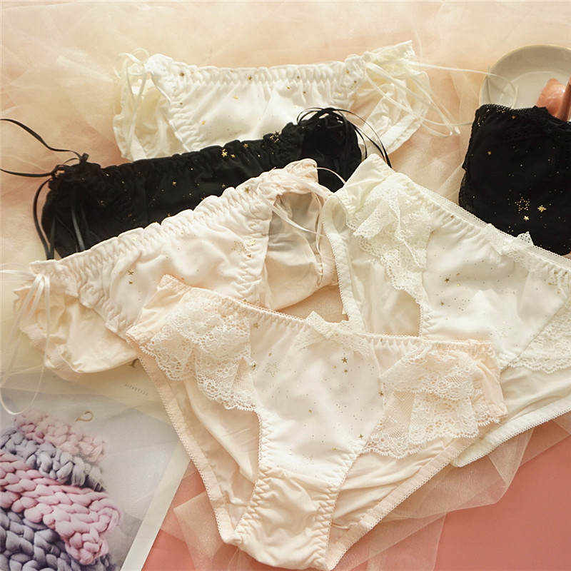4 Japanese beautiful girl starry low-rise panties Soft girl cute briefs bow women's shorts