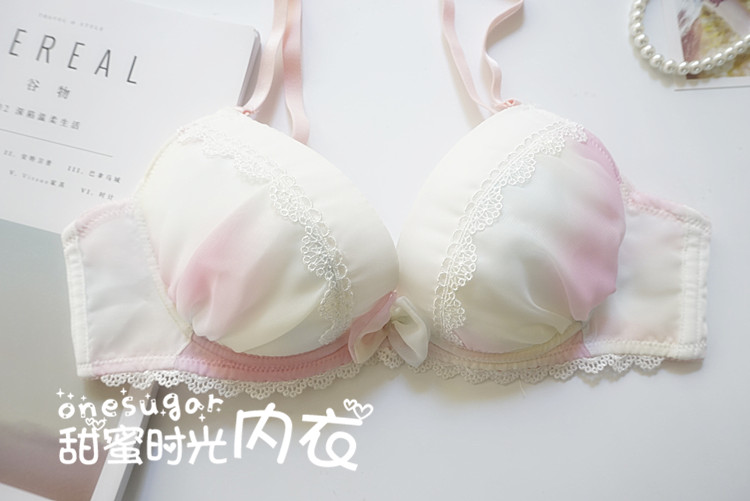 Cô gái Nhật Bản dễ thương smudged voan ren sexy áo ngực lớn tấm thép tập hợp phụ nữ bộ đồ lót