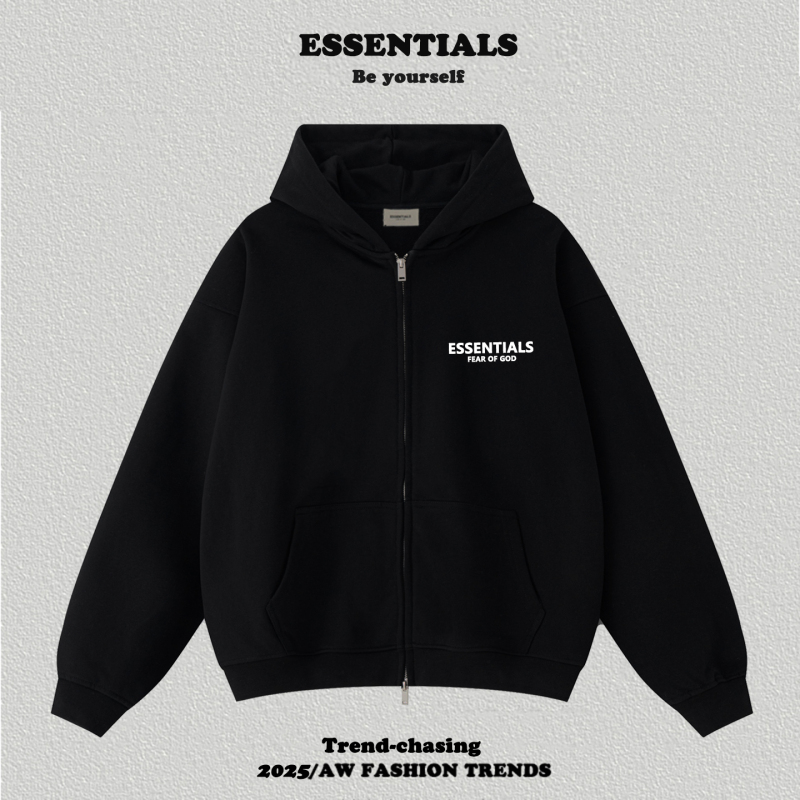 Fog American Fashion Brand Essentials Small Logo Letter Zipper Hooded Cardigan Sweatshirt Men's Couple Jacket Autumn and Winter Fog American Fashion Brand Essentials Small Logo Letter Zipper Hooded Cardigan Sweatshirt Men's Couple Jacket Autumn and Winter