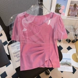 Модная летняя одежда, футболка с коротким рукавом, большой размер, подходит для полных девушек, городской стиль, по фигуре