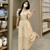 Дизайнерская летняя одежда, милая длинная юбка, платье, большой размер, подходит для полных девушек, тренд сезона, по фигуре, в цветочек