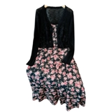 Летняя одежда, комплект, платье, юбка, платье-комбинация, кардиган, большой размер, подходит для полных девушек, французский стиль, в цветочек