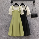 Летний дизайнерский комплект, платье, большой размер, подходит для полных девушек, по фигуре, тренд сезона