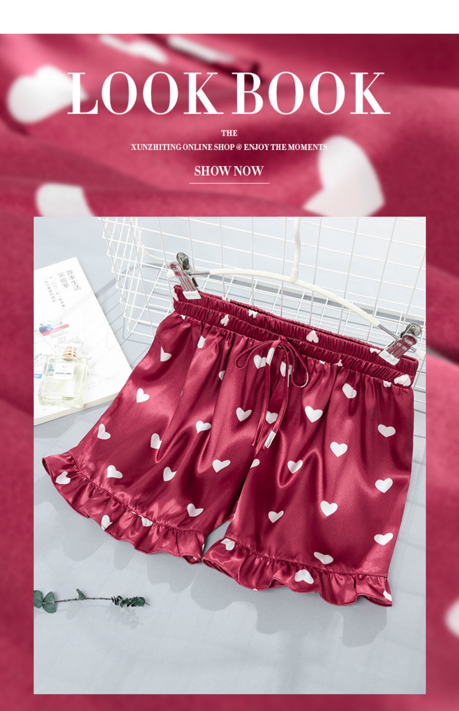 Quần short Pyjama Quần nữ mùa hè mỏng băng lụa dễ thương Màu đỏ tình yêu Một mảnh có thể mặc quần lụa mùa hè nhà - Quần tây quần cotton nam