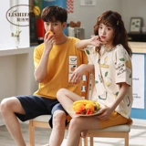 Летняя хлопковая пижама для влюбленных, комплект для отдыха, в корейском стиле, простой и элегантный дизайн