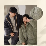 Коралловая бархатная демисезонная стеганая пижама для влюбленных, утепленная толстовка с капюшоном подходит для мужчин и женщин, увеличенная толщина, коллекция 2023