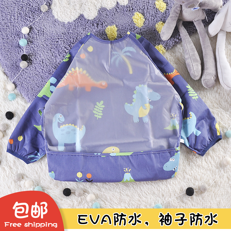 EVA pure cotton waterproof children's bib autumn and winter long sleeve baby reverse dressing baby men and women children anti-dirty eating protective clothing