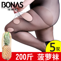 women's plus size 200 jin silk stockings anti snag pineapple pantyhose summer thin plus size