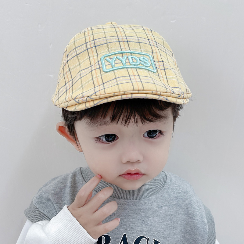 Baby Berehat Spring thin Ducal Tongue Cap Men Girl Girl Casual Plaid Yingren Children Duck Tongue Hat Tide Spring Autumn
